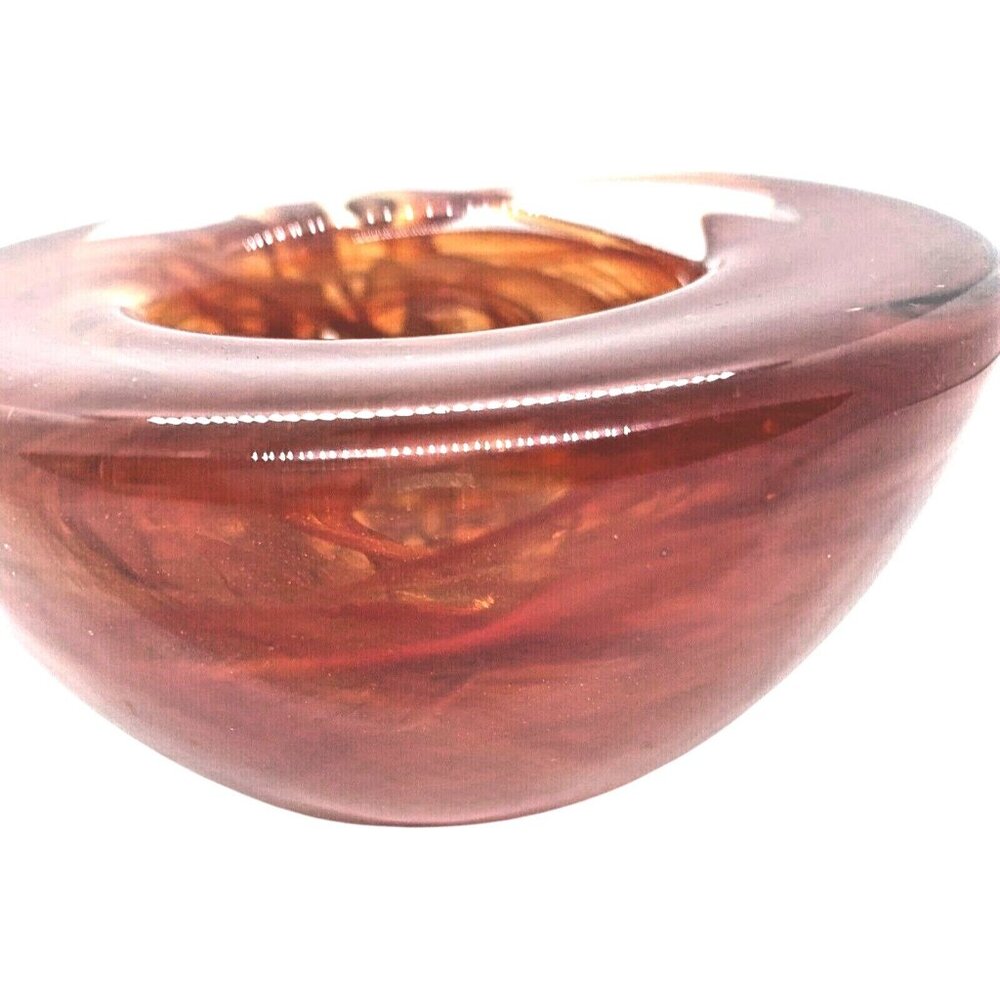 Kosta Boda Atoll Bowl Paperweight Anna Ehrner Red Swirl Art Glass Sweden - Picture 6 of 12